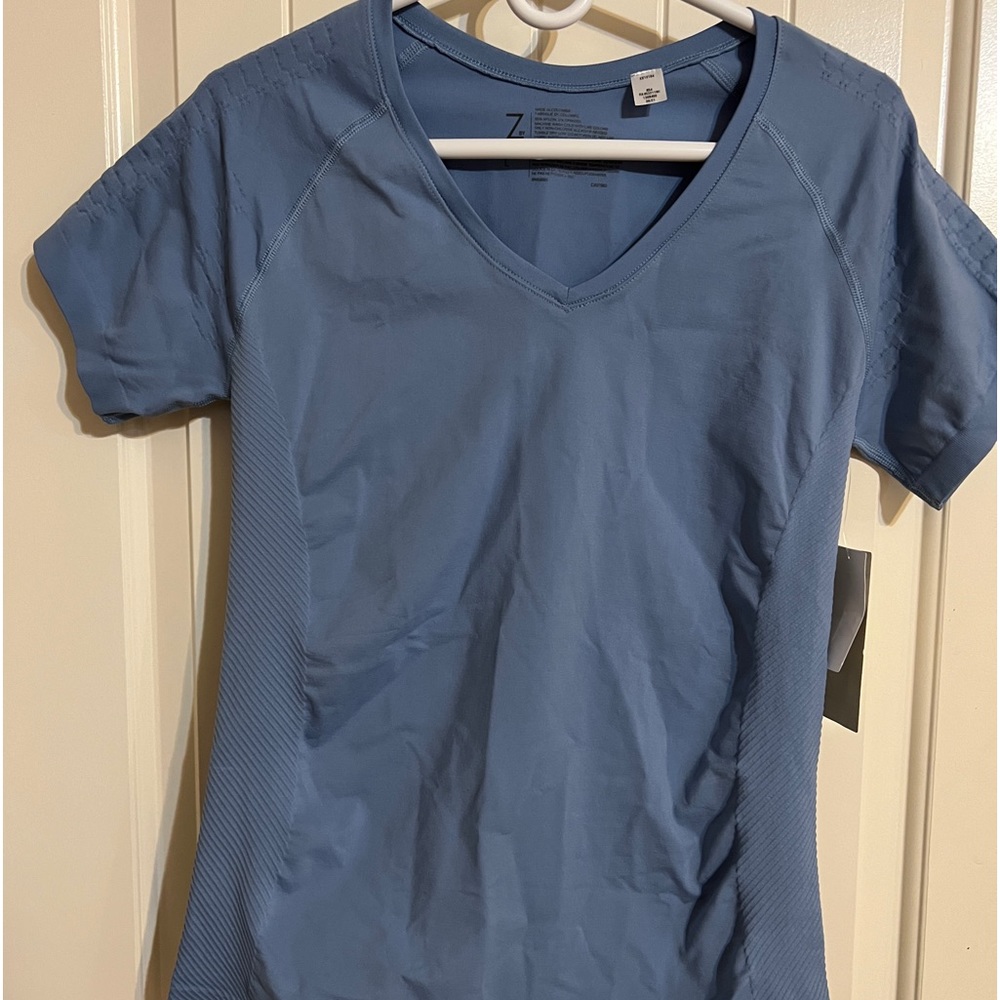 Z By Zella Short Sleeve Blue Top L Workout NWT